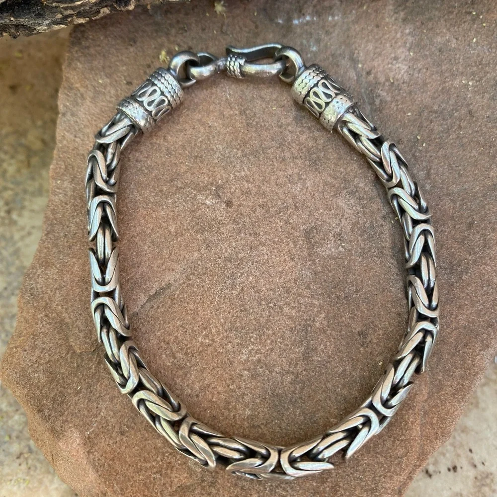 Sterling silver Byzantine link bracelet - Picture 1 of 10